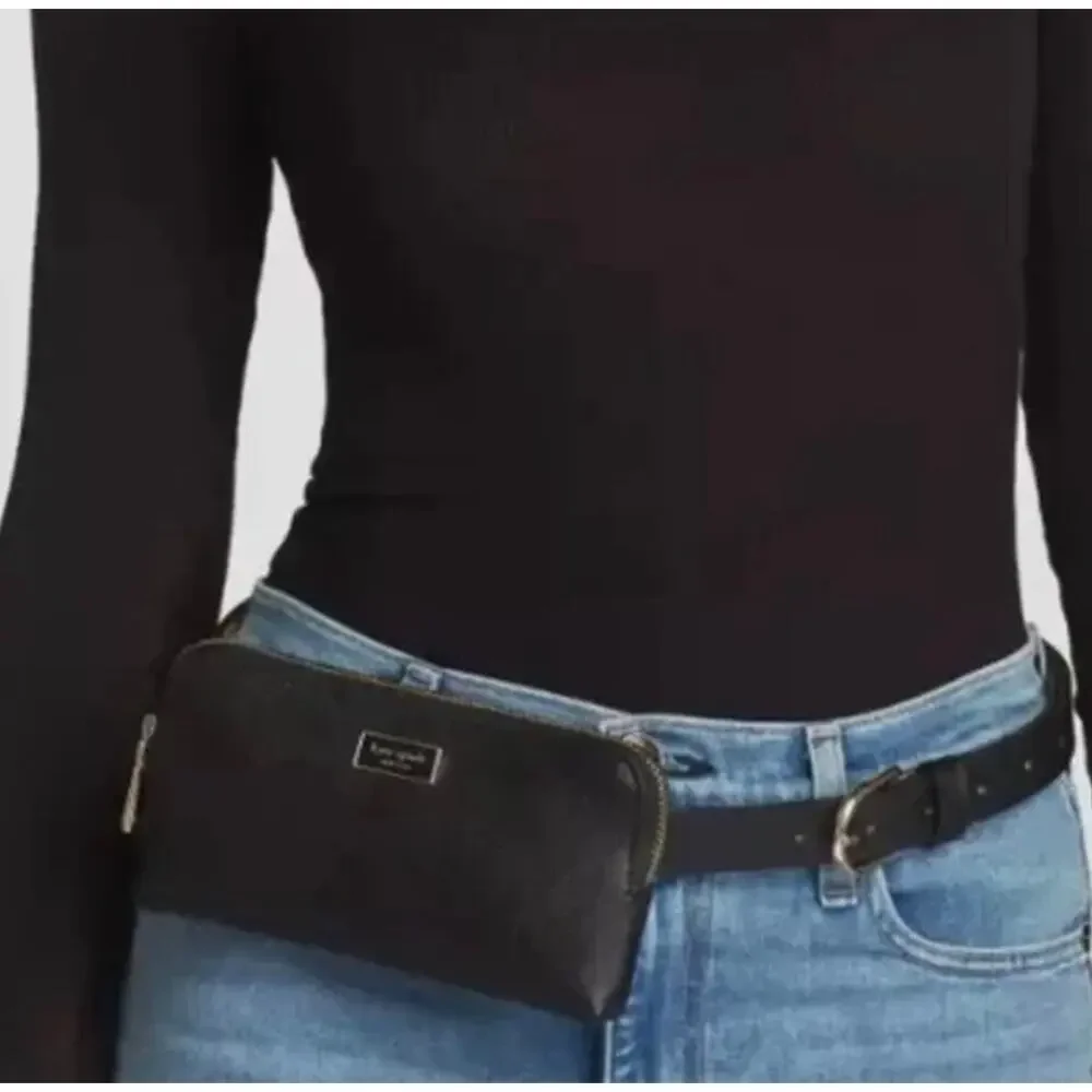 Kate Spade Black Leather‎ Belt Bag Wallet NWT